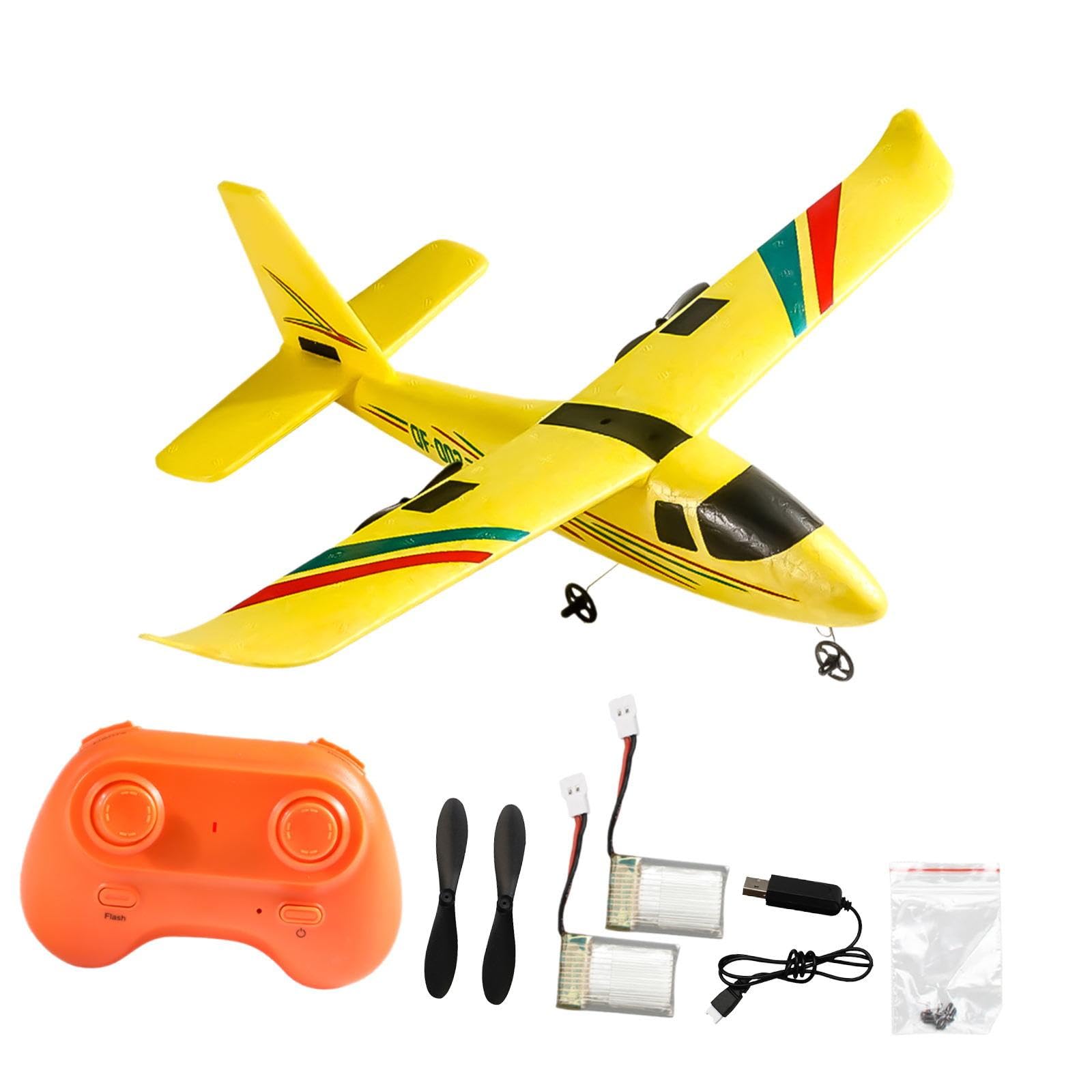 predolo RC Flugzeug Fernbedienung Modell Schaumstoff Zweikanal Fernsteuerung Benutzerfreundliches Design Und Gute Flugdauer für Kinder Erwachsene, 2 Batterie Gelb