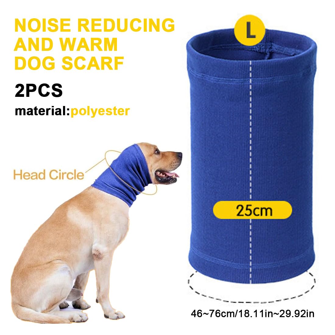 Lot de 2 Cache-Oreilles apaisants et Snood pour Chien, Textiles et Accessoires pour Chiens, Protection contre le Bruit et le Froid