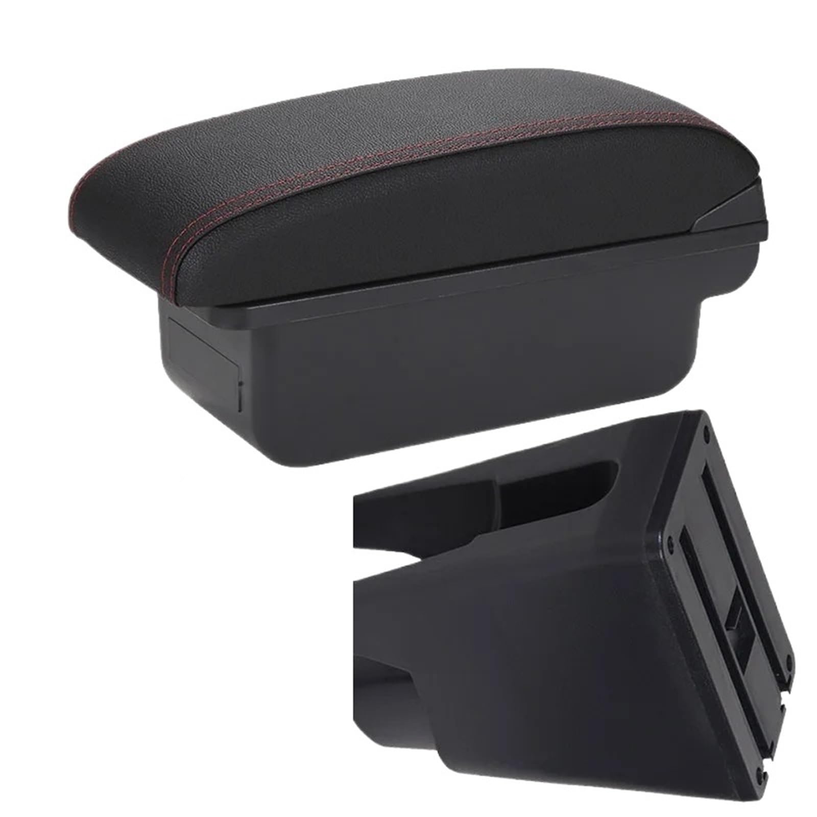NOKRGQW Car Armrest Box For Citroen For C1 For Peugeot 107 For Toyota Aygo BJ Armrest Car Accessories(C1 Black red NO USB)