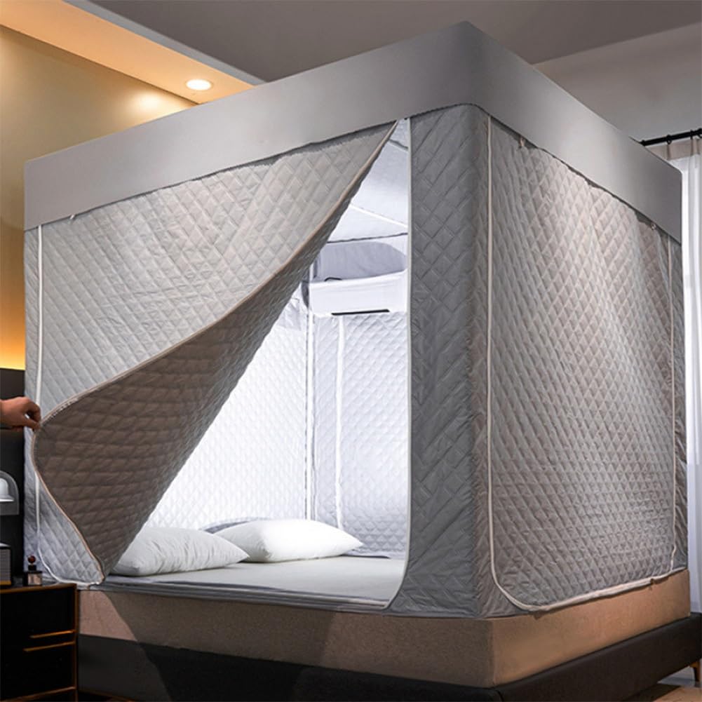 Bed Tent Dream Tents, Warm Windproof Thick Cotton Sensory Bed Tent, Large Blackout 3-Door Safety Design for Adults, Ideal for Dormitory Use, Perfect for Fall and Winter
