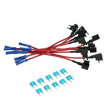 Festnight 10Pcs 12V Car Add-a-Circuit Fuse TAP Adapter Mini ATM APM Blade Fuse Holder