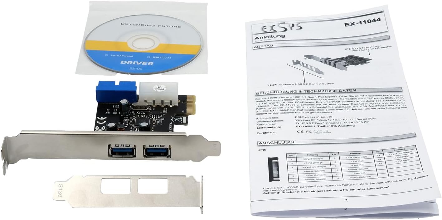 EX-11049 2+2-Port USB 3.2 Gen 1 PCIe Car