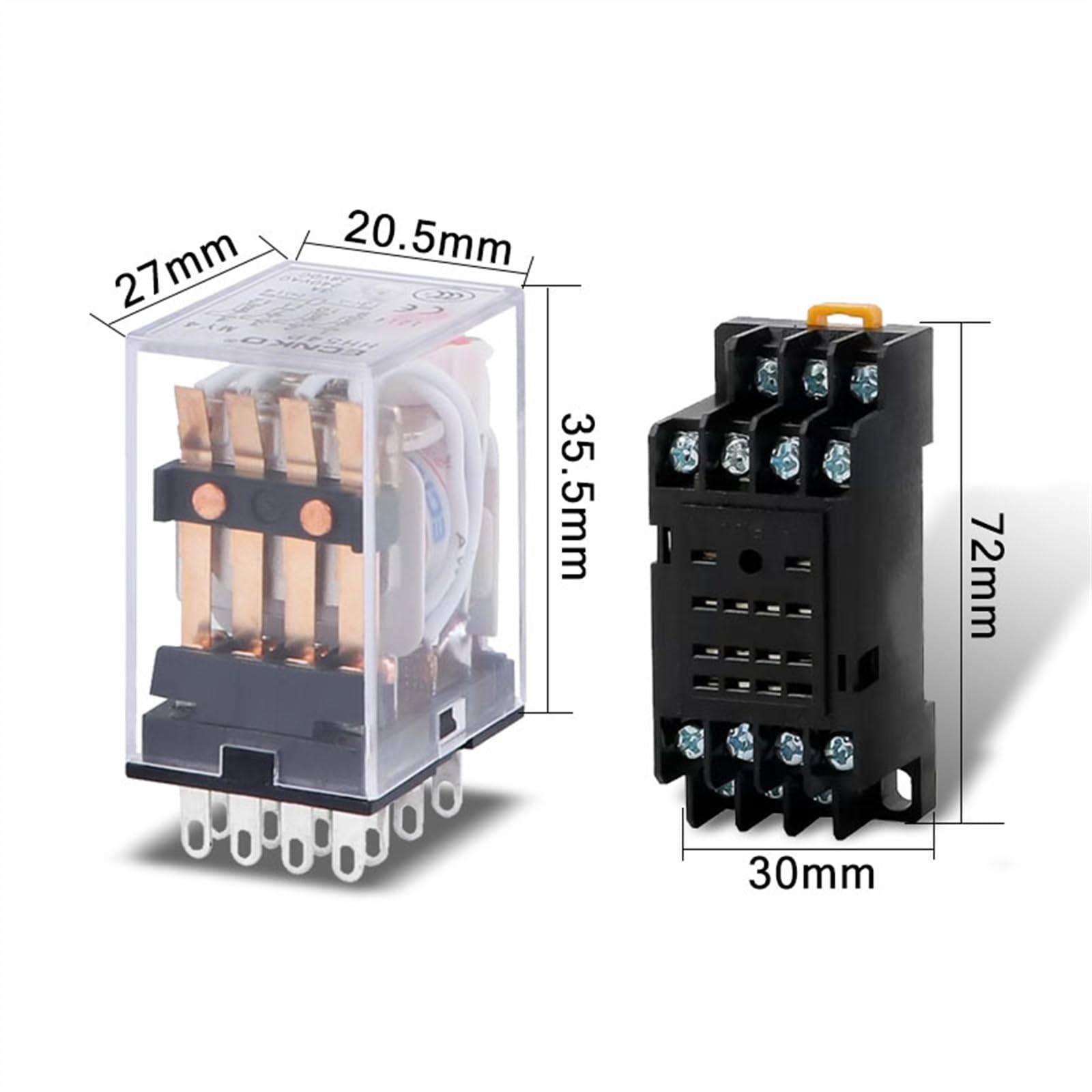 5 uds relé HH54P MY4NJ bobina Micro Mini interruptor de relé electromagnético con Base de enchufe LED AC 110V 220V DC12V 24V 36V(AC (5Pcs),12V With Base)