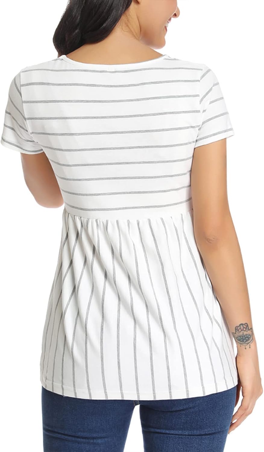 Jezero Women's Maternity Tops Short & Long Sleeve Side Ruching Round Neck Shirts - Image 3