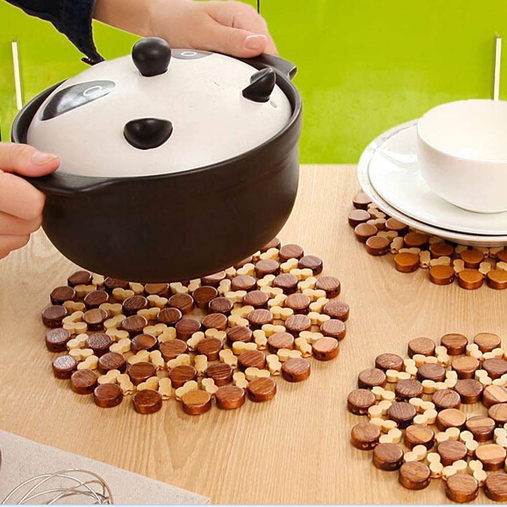 UTALIND 6-Piece Wooden Trivet Set - 6.2 Inch Round Pot Holders, Natural Wood, Heat Resistant - View #10