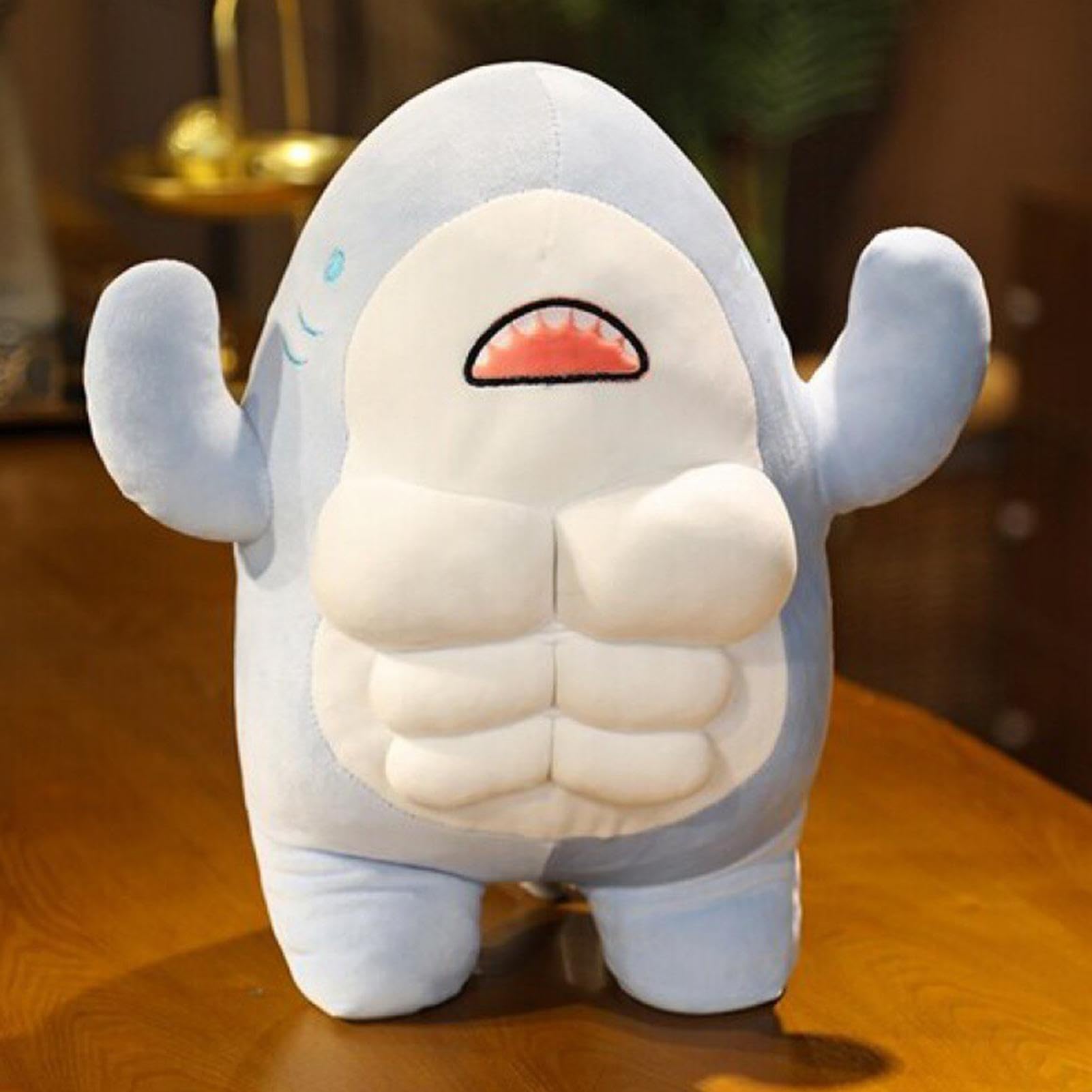 ZUREGO Muscle Shark Plush Toy - Shark Stuffed Animal, Cute Muscle Shark Doll Plush Pillow, Soft Shark Plush Pillow, Whale Shark Plushie, Muscle Shark Action Figure, Shark Toy Pillow