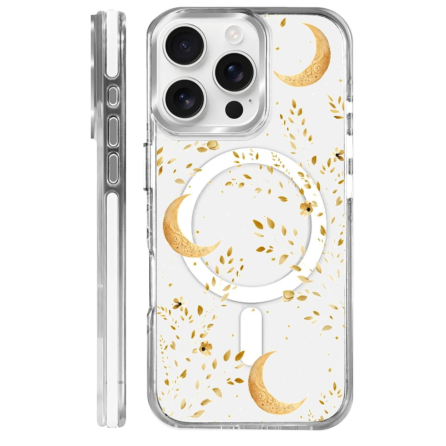 Coque iPhone 16 Pro Magsafe transparente esthétique rigide Celestial Gold - 8