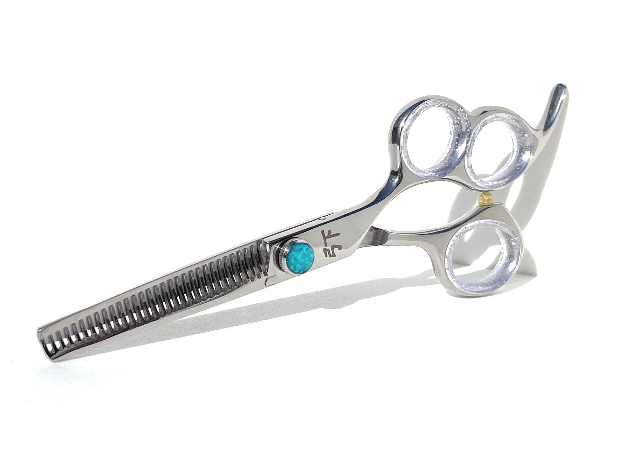 Shear Fanatic Pro Series Stainless Steel Titanium 3 Hole, Professional Hair Scissor, The double finger holes allow you correct positioning and alignment of your fingers (35 tooth)