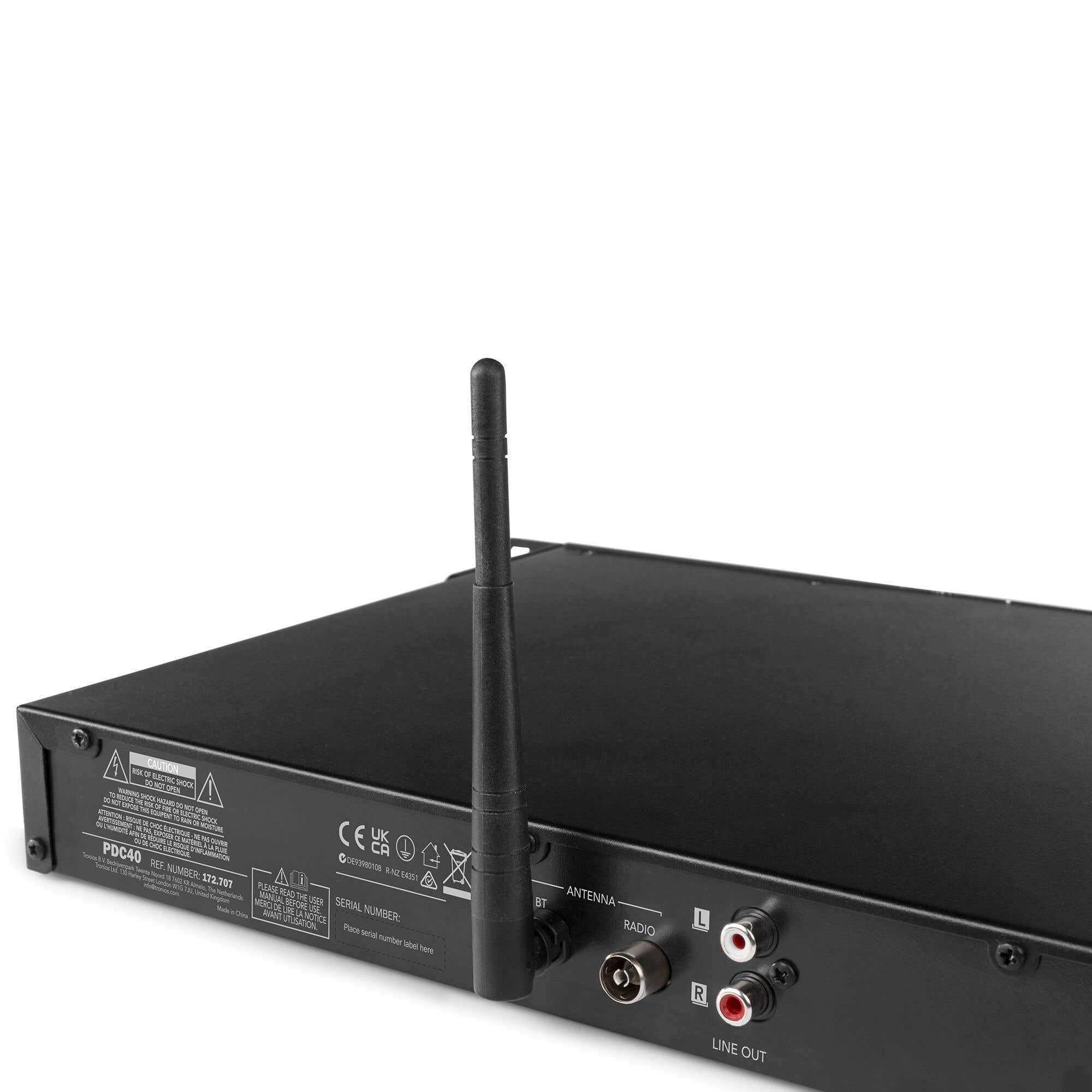 Power Dynamics PDC40 Sintonizador enracable Dab+ & FM con Reporductor MP3 por USB, Bluetooth y Mando a Distancia