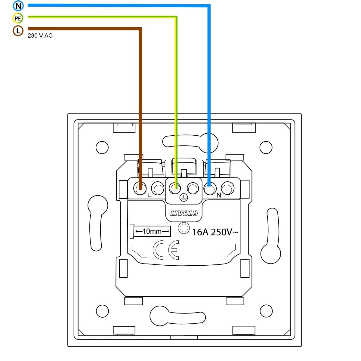 Livolo Steckdose und PIR Bewegungsmelder Sensor mit Touchschalter EIN/Aus automatische Lichtsteuerung bei Bewegung Unterputz Wandmontage Schuko Buchse EU Stecker 2-Fach Glasrahmen