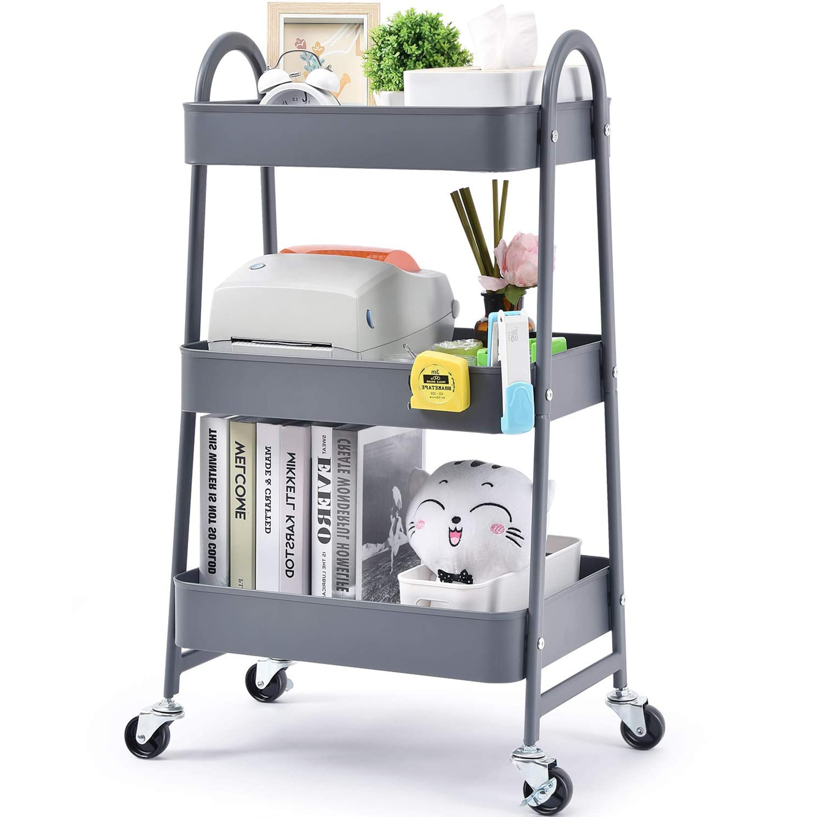 Buy 3 Tier Utility Rolling Cart, Metal Utility Serving Cart, Sturdy