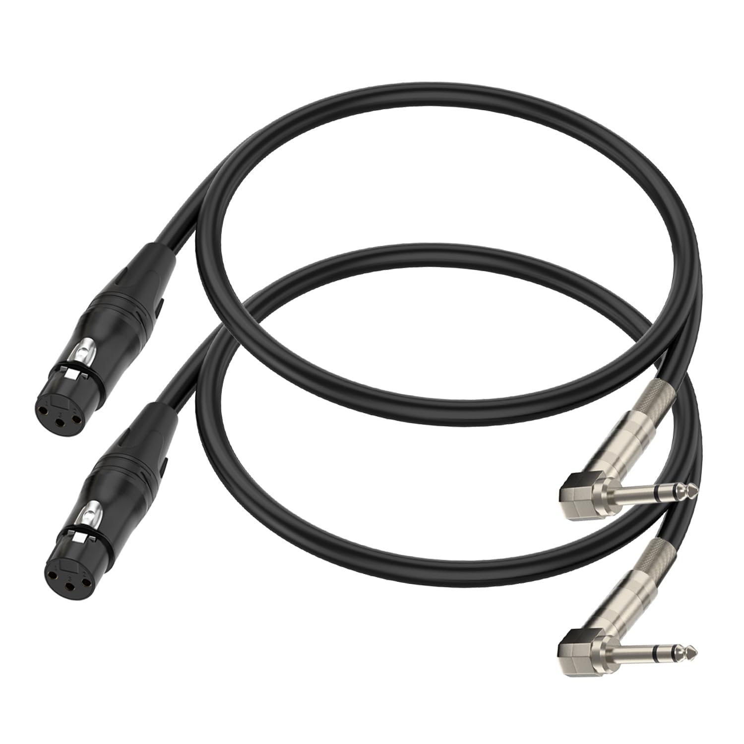 TRS 6,35 mm kątowy do XLR żeński, (zestaw 2) TRS 6,35 mm kąt prosty do XLR 3-pinowy żeński, do głośników, scen, DJ-ów i innych