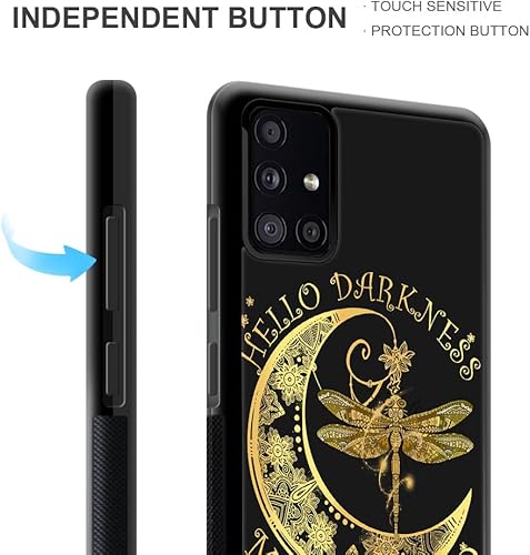 Miniatura 4 de ZHEGAILIAN Funda compatible con Samsung Galaxy A51 4G, Moon Dragonfly Hippie Galaxy A51 4G para niñas, absorción de impactos funda de TPU suave