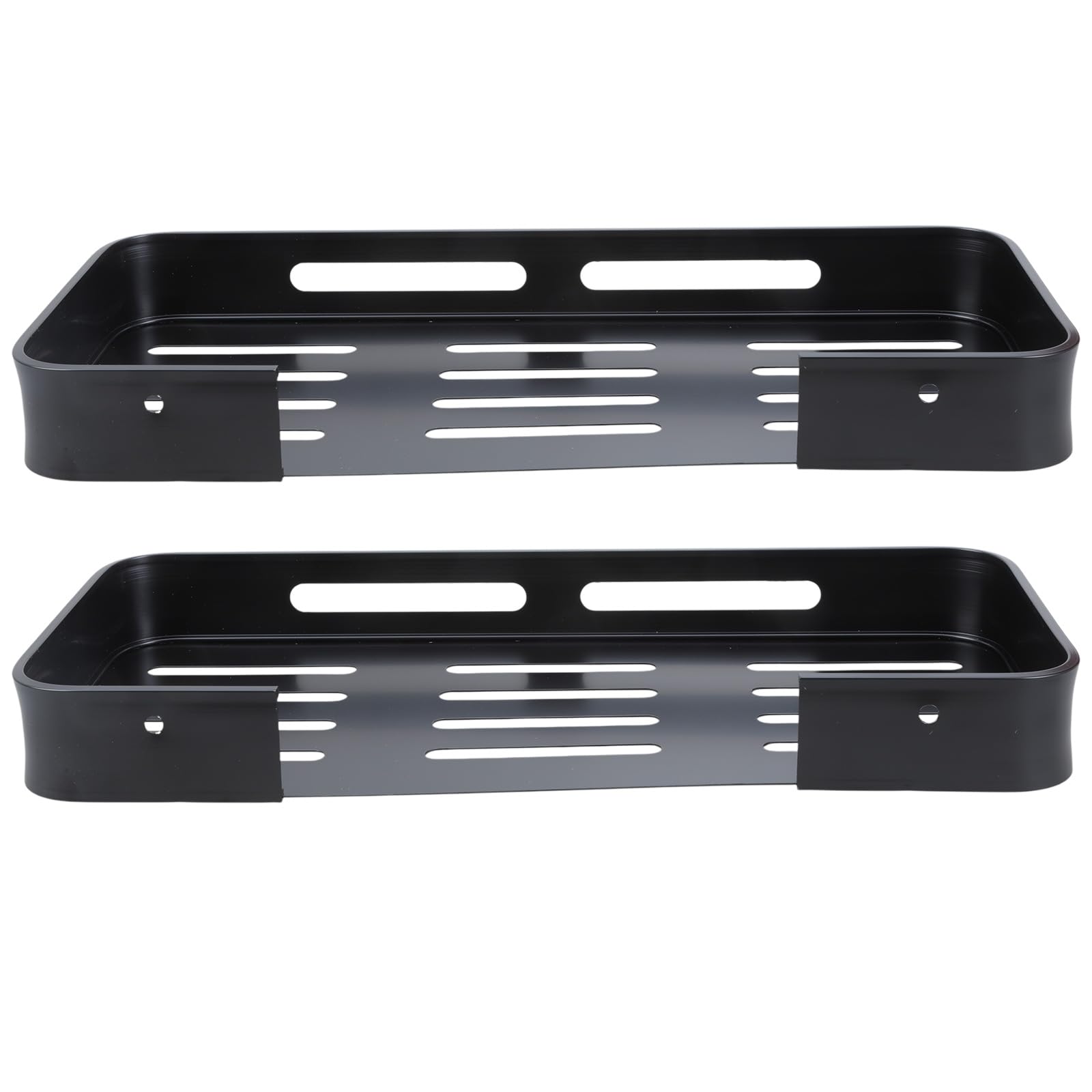 Elnwnnkc Stylish Shower Storage Shelf Adhesive Shower Organizer Space Aluminum Rack for Bathroom Black Holder 2 Pack Black Shelves