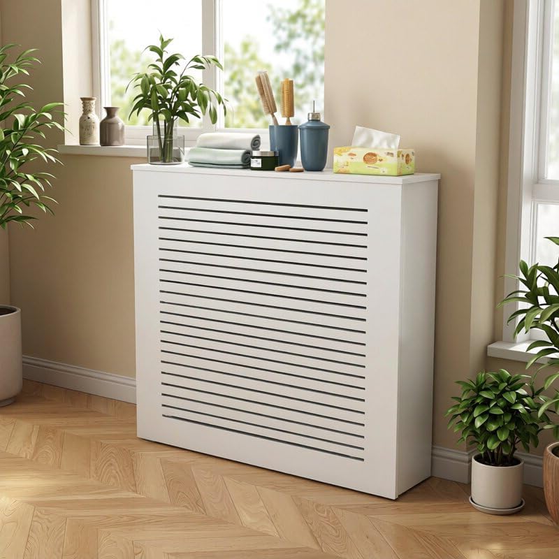 Amazon.com: DHDHSHB Waterproof Radiator Cover Cabinet, White Louvered ...