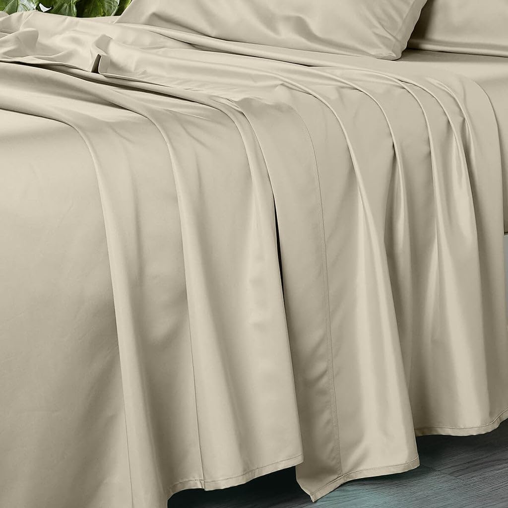 Made in USA- Flat Sheet Only (Oversized) 1000 Thread Count Pure Cotton Heavyweight Bed Linens (120 Inches x 112 Inches) Solid White