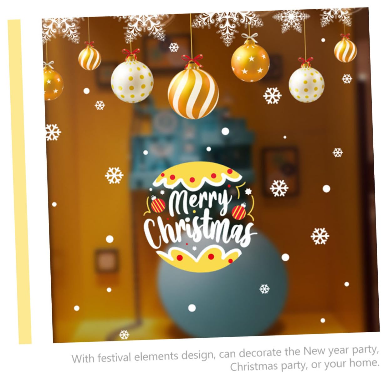 TOPBATHY 5 Blätter Statische Weihnachtsaufkleber Weihnachtskugel Fenster Haftet Weihnachtstüraufkleber Fensterschneeflocken Aufkleben Winterliche Fensterfolie Weihnachtsfensteraufkleber Pvc