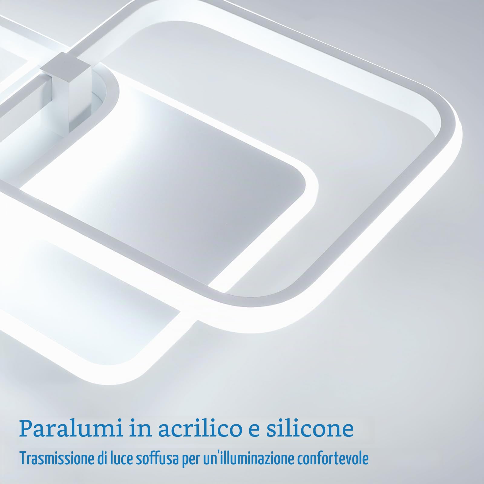 Plafoniera LED Soffitto 40W 4700LM, 52CM Lampada Quadrata Moderna, Lampadario per Soggiorno, Camera da Letto, Sala da Pranzo, Bianco Freddo 6500K