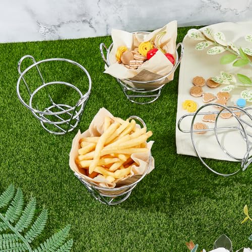 Panier à frites en acier support présentation snack restaurant 4pcs - 6