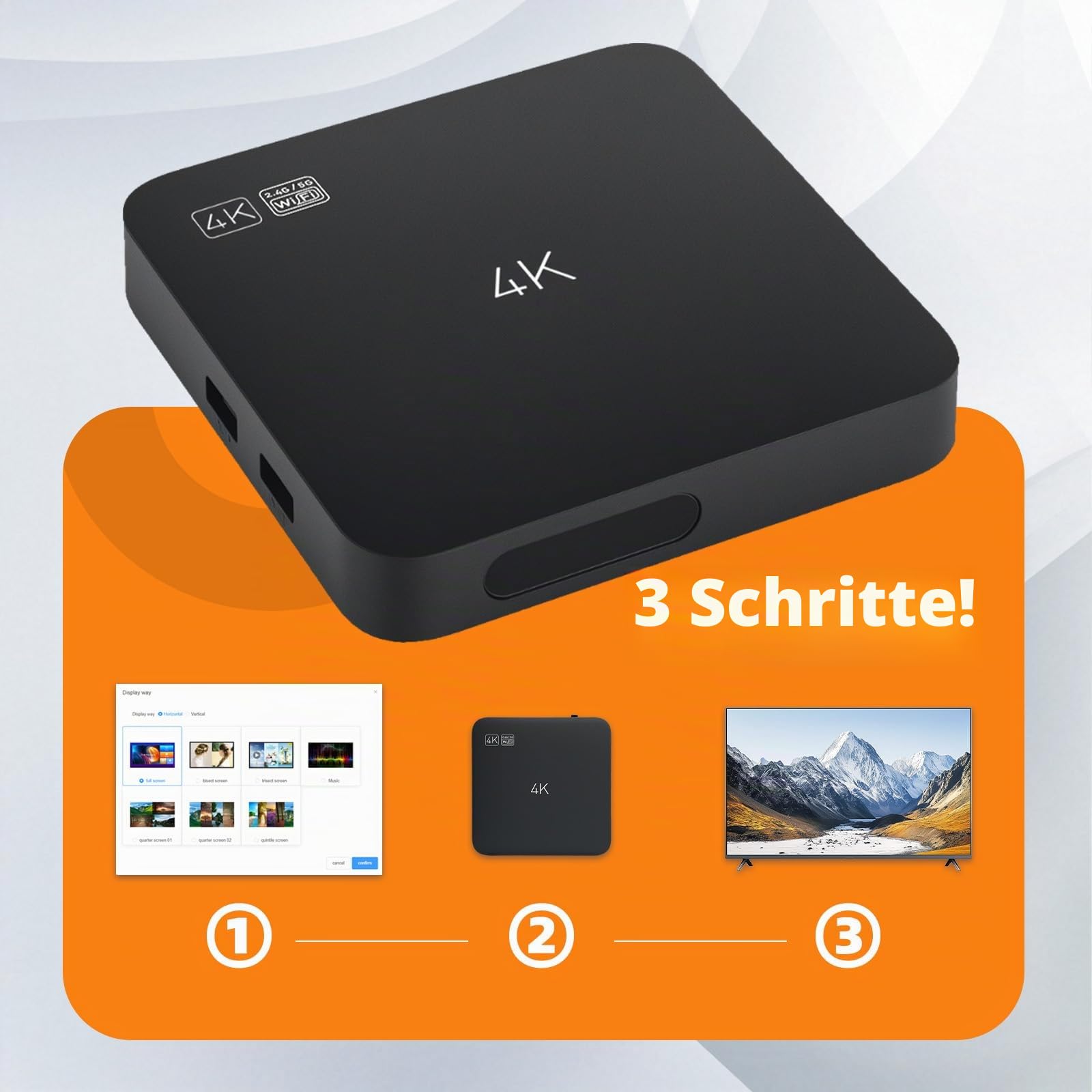 Digital Signage Media Player Box freies Cloud CMS-System verwandeln Sie Ihren Fernseher in Werbedisplay… (YM05/1+8G)