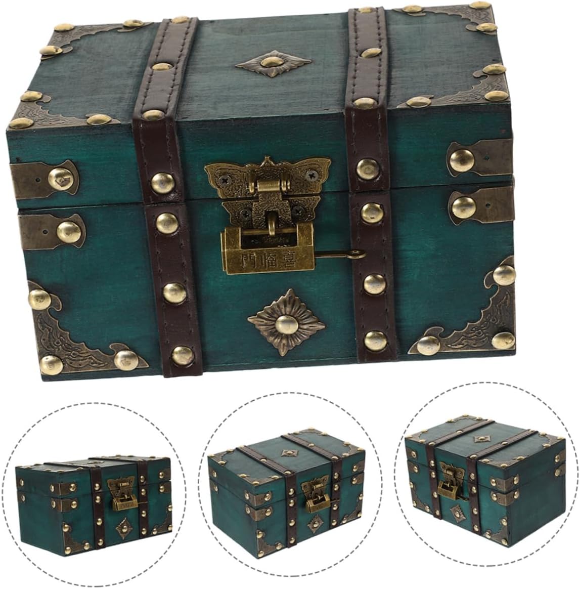 Vintage Style Wooden Jewelry Box Lockable Storage Small Treasure Box Wooden Storage Chest for Women for Birthday Mother Day