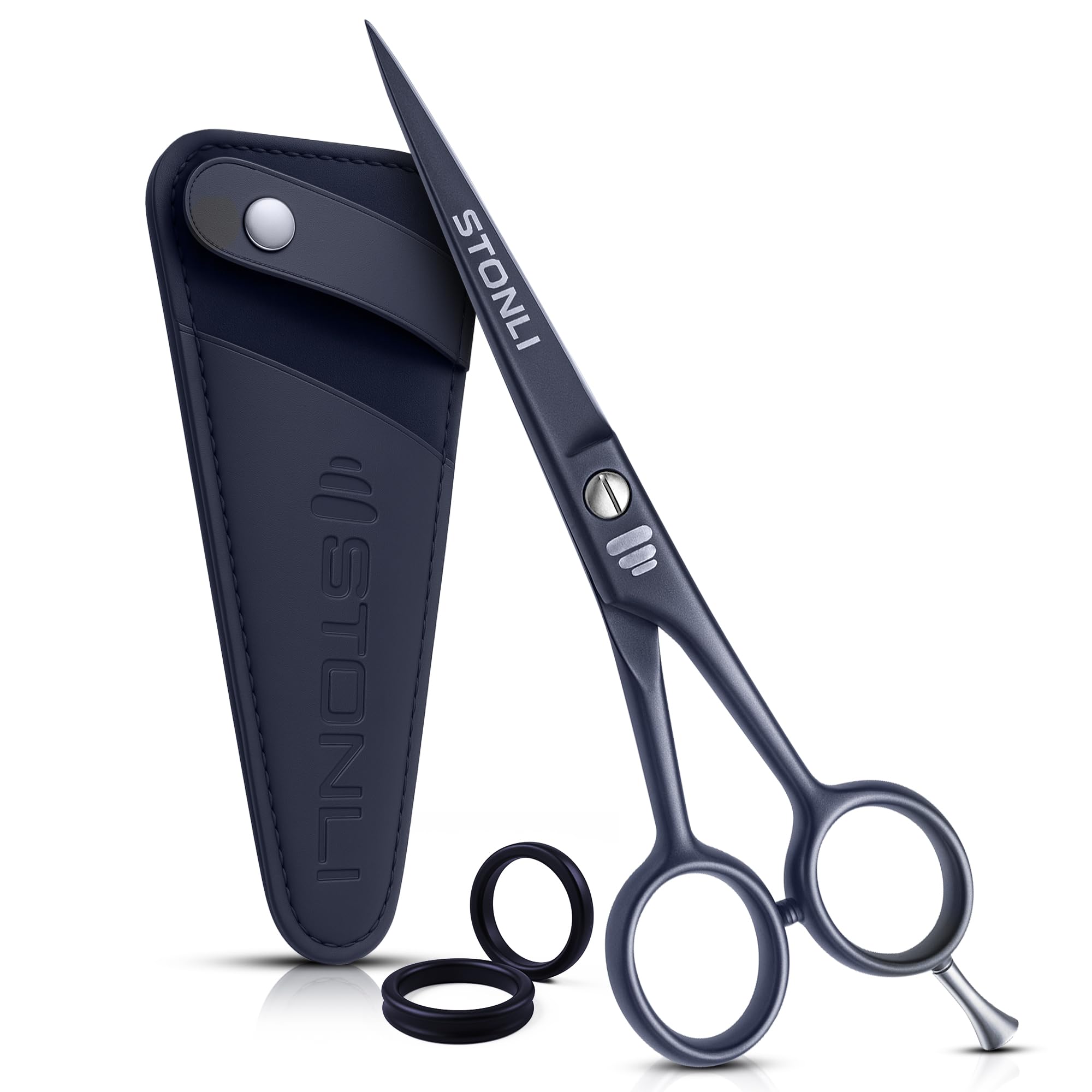 6-Inch Professional Hair Cutting Scissors – Premium Stainless Steel Barber scissor for Men & Women | Lightweight, Silent & Sharp Hair Scissors with Safety Pouch – Salon & Home Use (Matte Black)