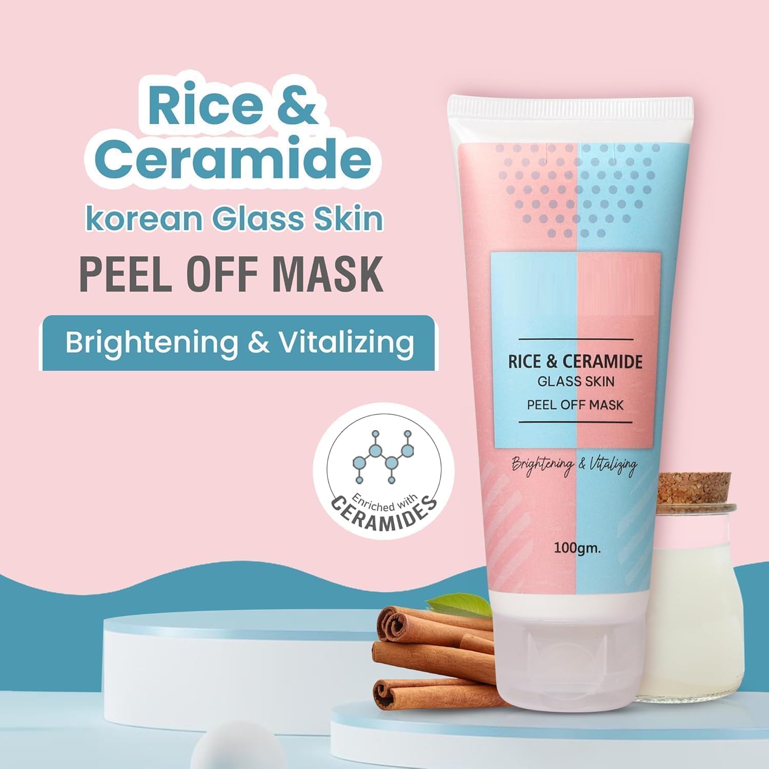 DK Reis- und Ceramid-Peel-Off-Maske aus koreanischem Glas, 100 g, für makellose Haut und strahlenden Hautton