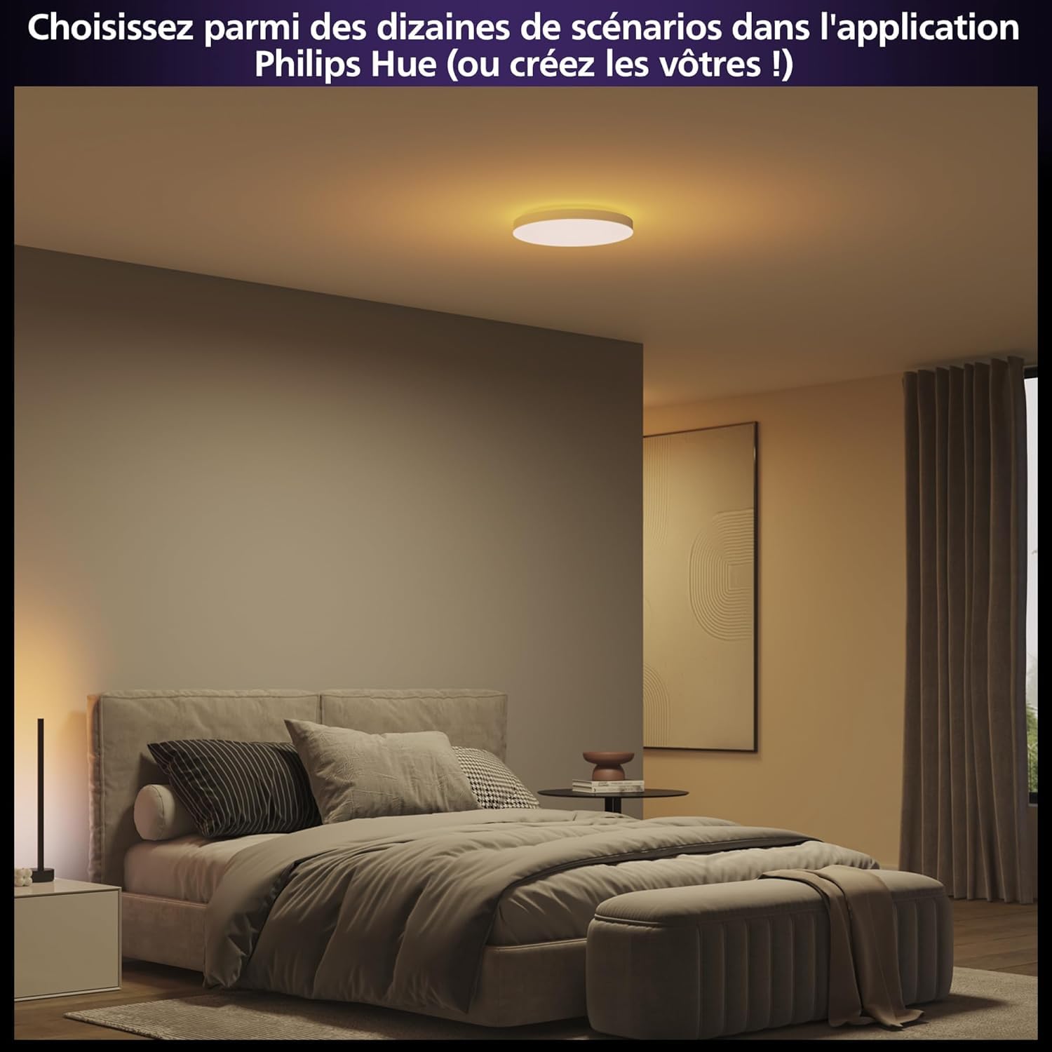 Philips Hue White & Color Ambiance, Panneau LED Datura, Ø 38.4 cm, Blanc