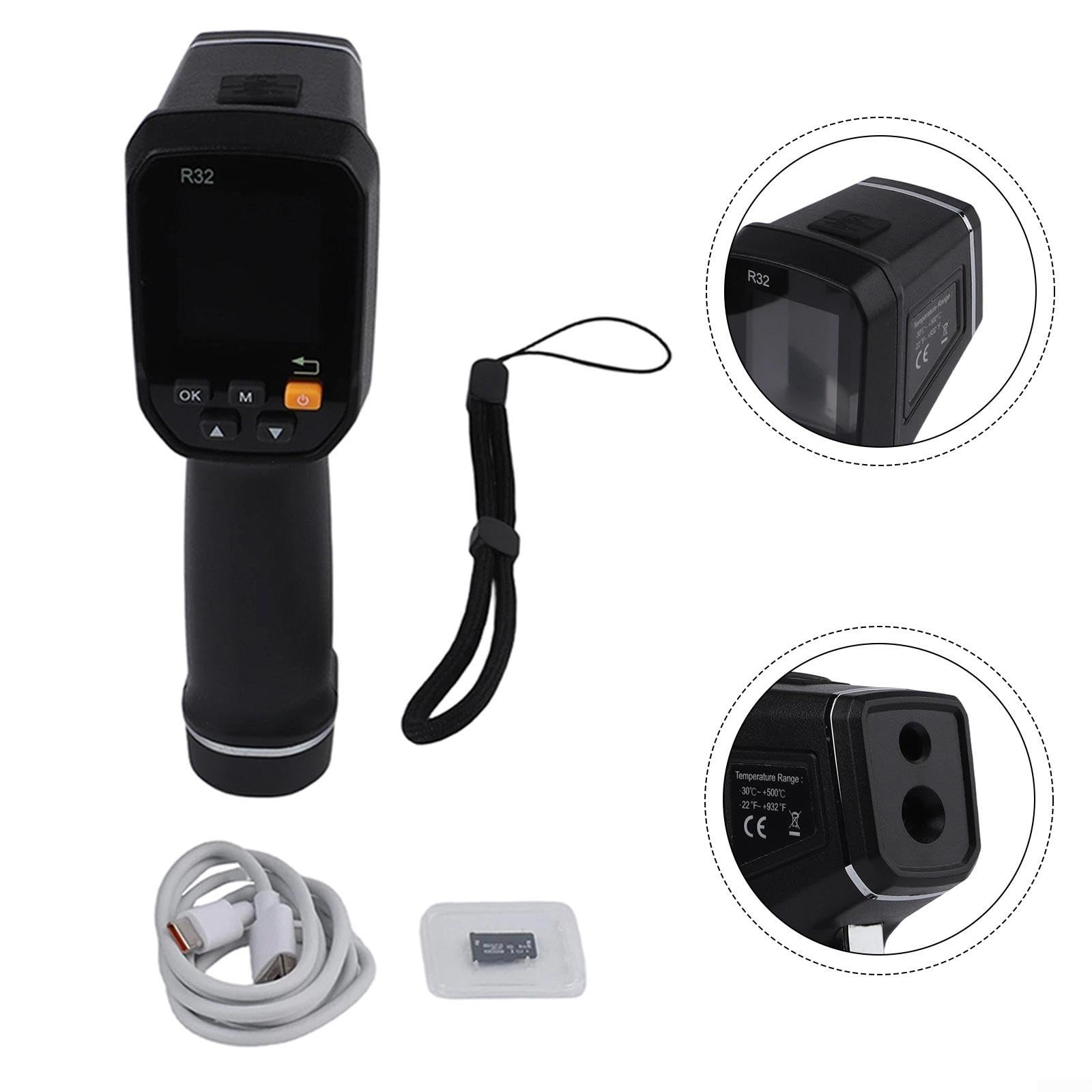 Cámara infrarroja de imágenes térmicas, resolución IR de 32x32, cámara termográfica recargable USB-C portátil para mantenimiento industrial e inspecciones eléctricas