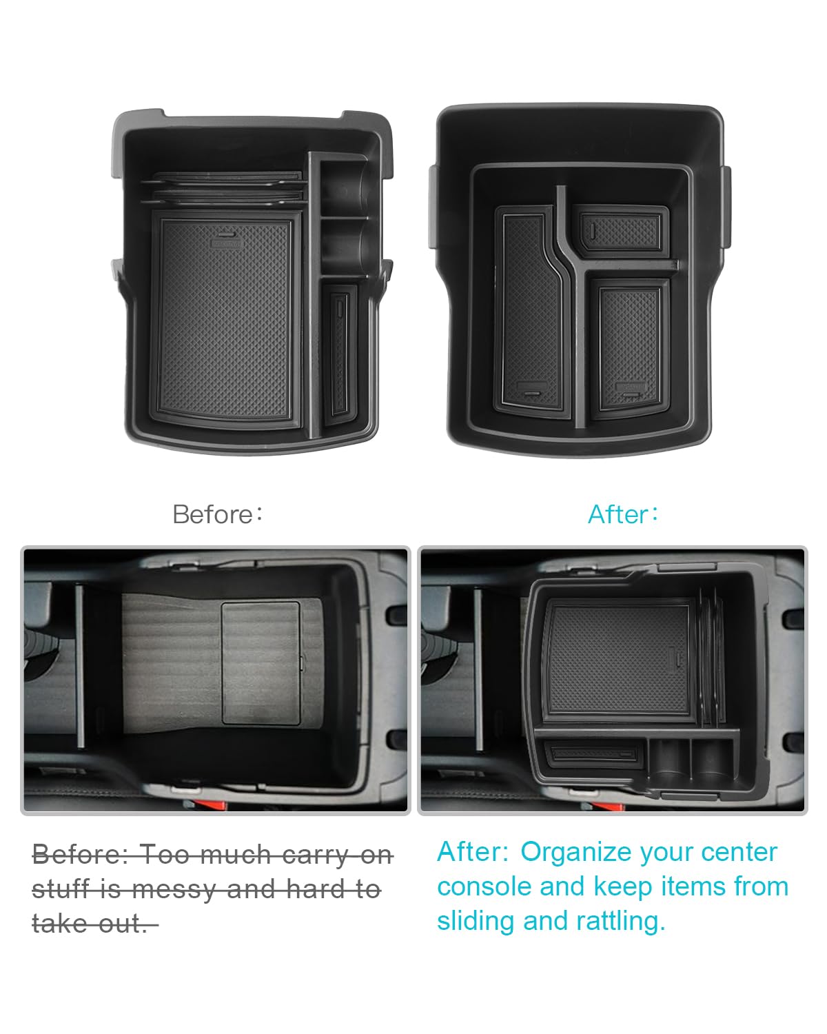 CDEFG Compatibile con Hyundai Kona Elettrico SX2 2024 2025 2026 Console Centrale Bracciolo Scatola Contenitore Doppio Strato Archivio Auto Center Console Organizer Tray Kona 2026 Accessori 2 pezzi