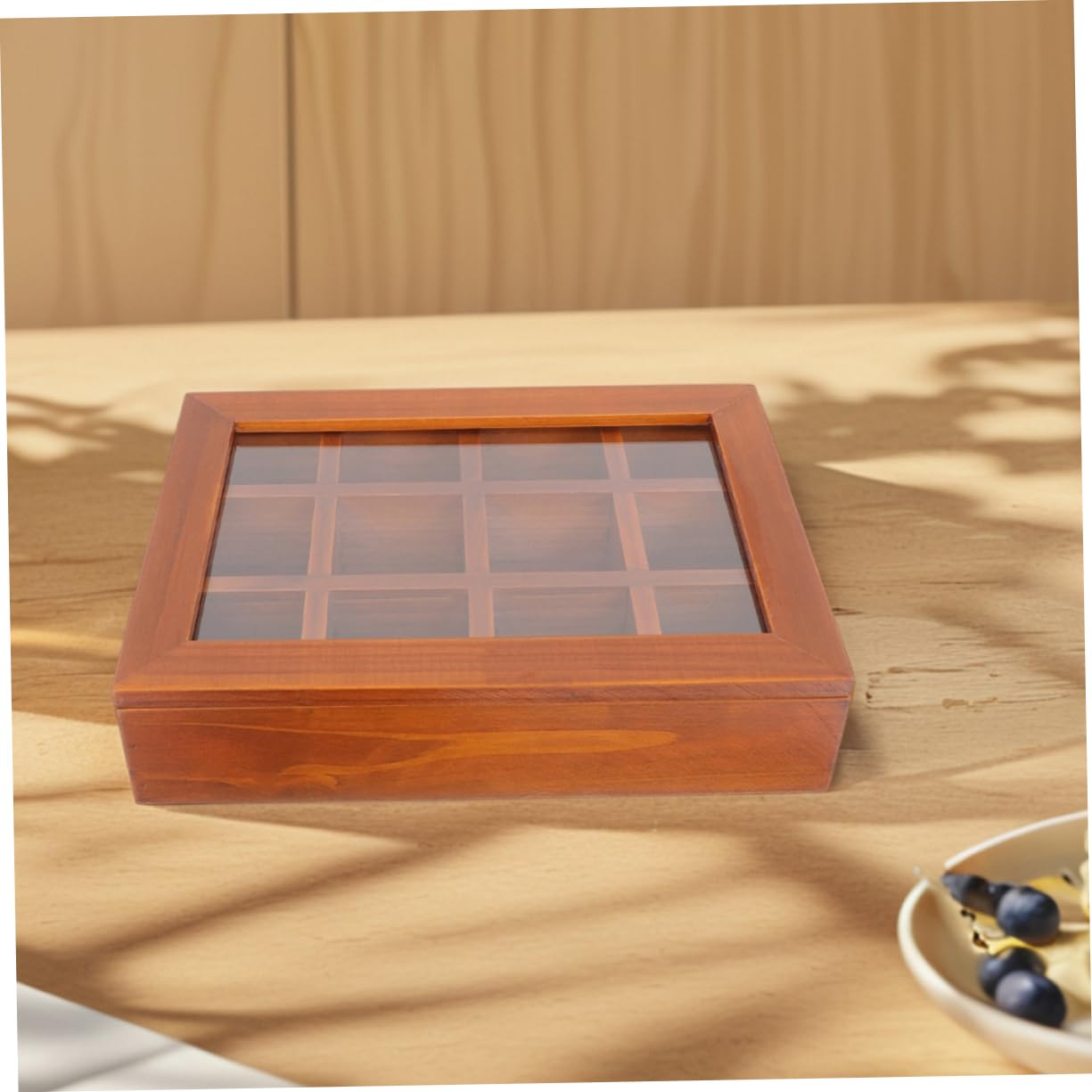 Boîte à Thé Compartimentée Bois Avec Couvercle Transparent Organiseur Léger Et Portable à Compartiments Rangement Pratique Pour Sachets De Thé Snacks Et Infusions Protection Écrase