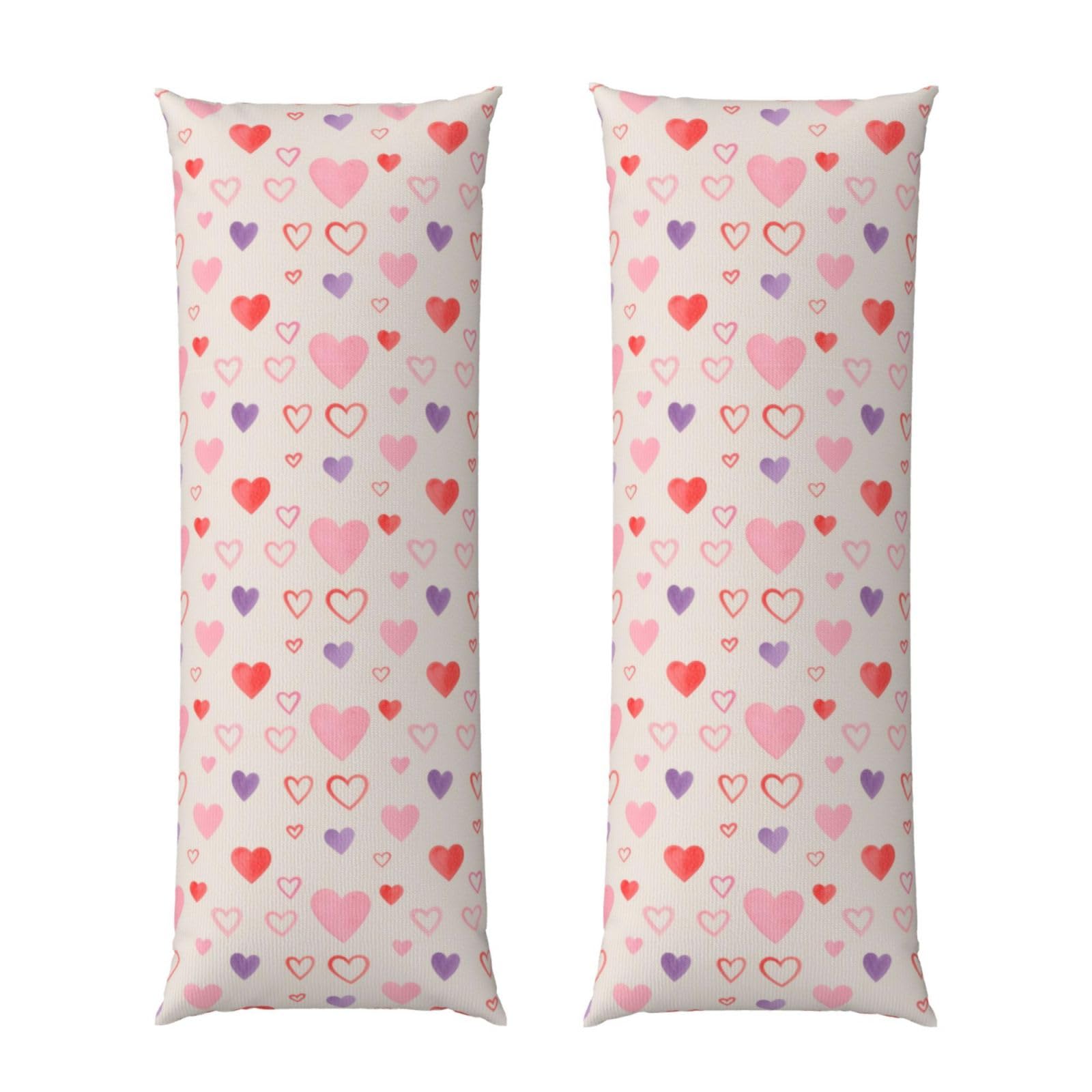 Body Pillow Cover 20x60 Cute Love Hearts, Zippered Microfiber Pillowcase, Soft Cozy Cushion Case, Wrinkle Fade Resistant for Bed Couch