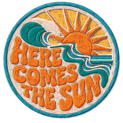 Here Comes the Sun Iron on Patch Embroidered - Les Beatles, Paul McCartney, John Lennon, RIngo Starr, George Harrison Here Comes the Sun Iron on Patch Embroidered