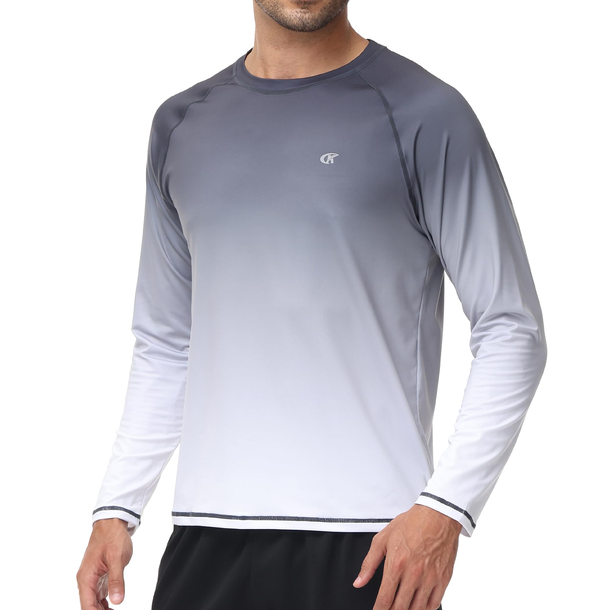 Men's Long Sleeve Swim Shirts Rashguard UPF 50+ UV Sun Protection Shirt Athletic Workout Running Hiking T-Shirt Swimwear