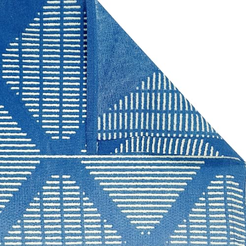 Image of Swayam Roto Cotton Single Bedsheet with 1 Pillow Covers | 144 TC Soft Breathable Bed Sheet | Geometric Printed | Size 60 x 90 inch | Comfortable & Durable for Bedroom - Blue