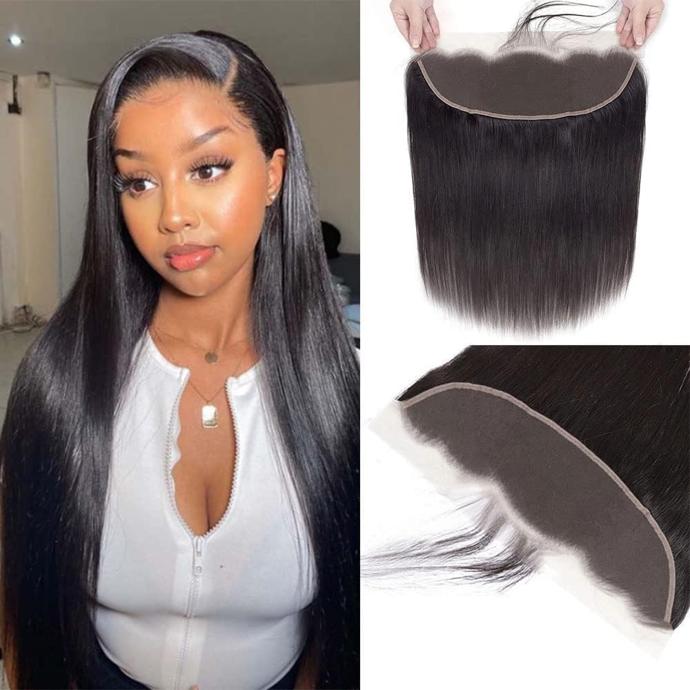 TOOCCI straight lace frontal Closure 13x4 lace frontal human hair Swiss Lace Frontal Straight Brazilian Hair 100% Unprocessed Virgin Hair Natural Color 18 Inch