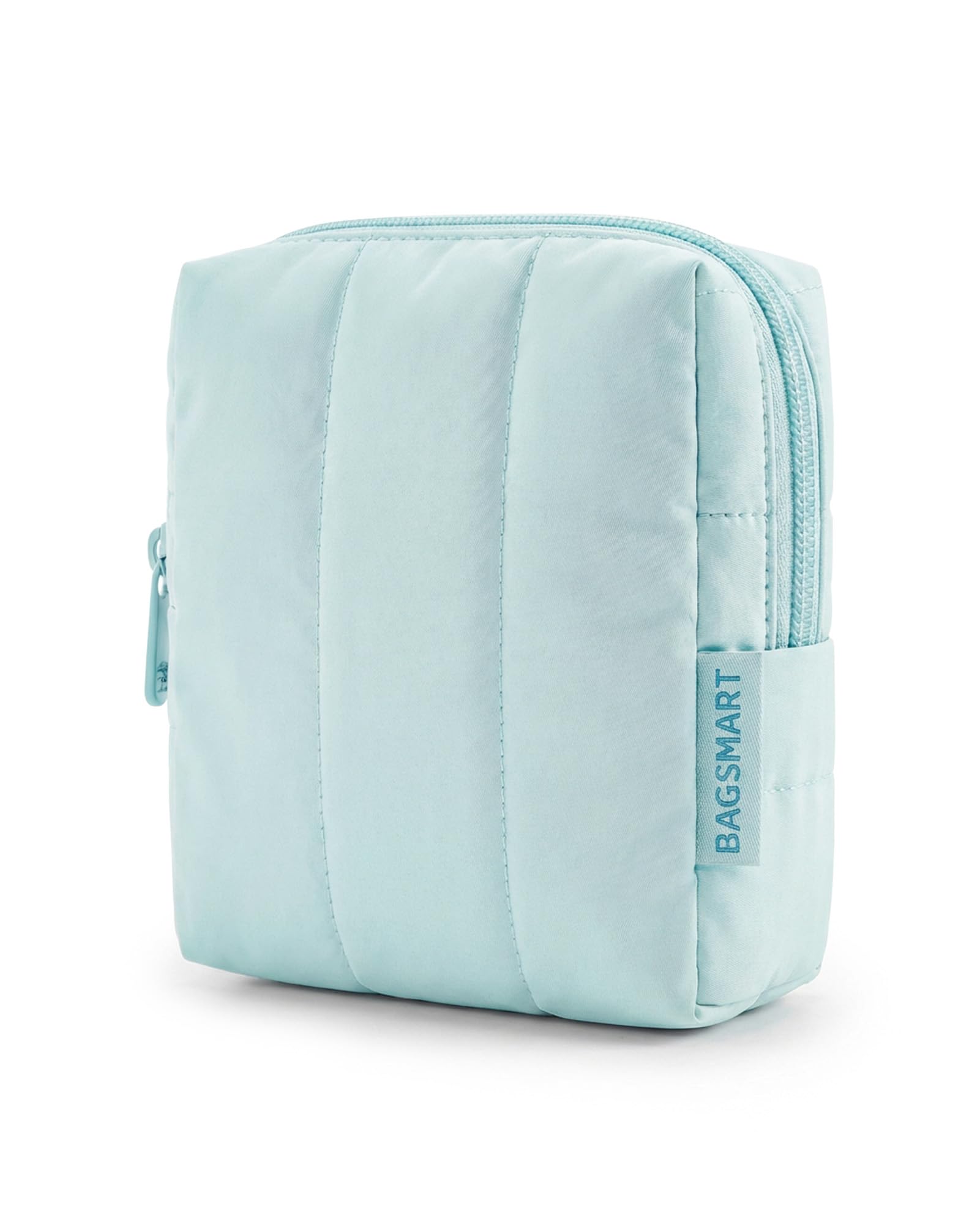 BAGSMART Makeup Bag Duo Set, Puffy Padded Travel Cosmetic Organizer with Slip-in Pockets, Large Toiletry Bag & Small Purse Pouch, Travel Essentials for Women, Baby Pink — view 18