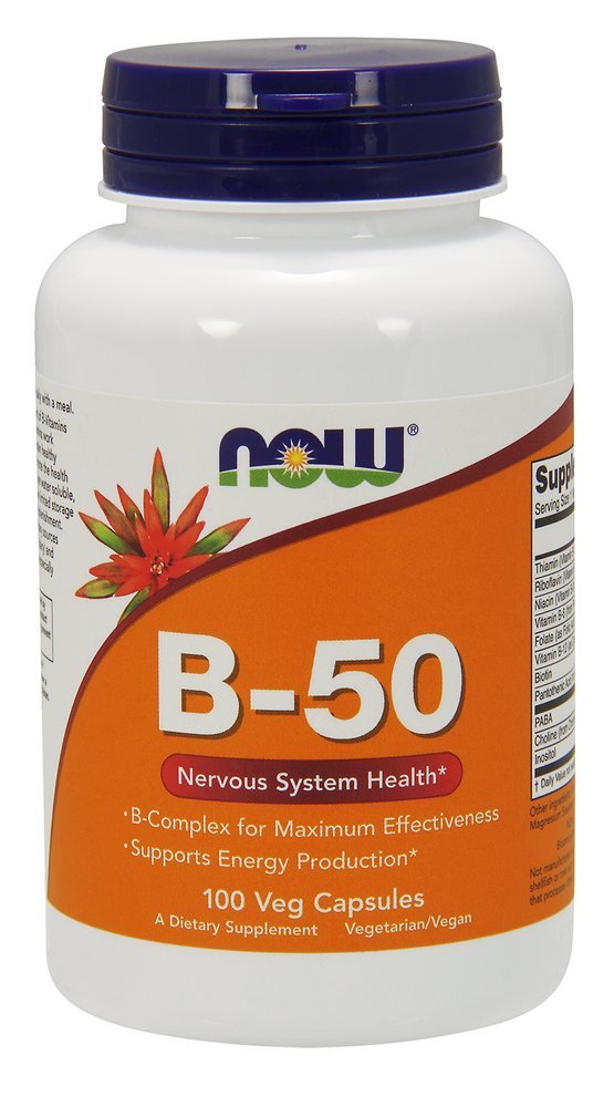 NOW Foods Supplements, Vitamin B-50 mg, Energy Production*, Nervous System Health*, 100 Veg Capsules
