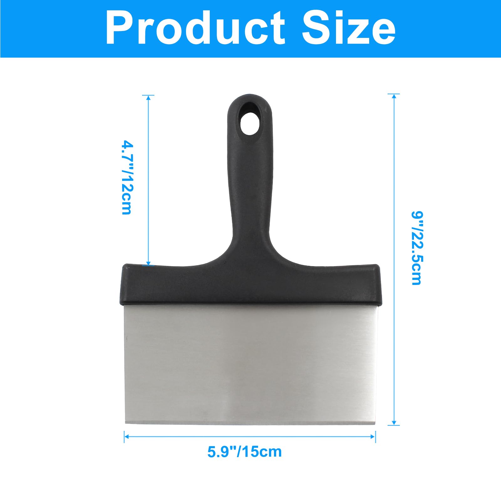 Jiozermi Stainless Steel Griddle Scraper with Durable Handle, Heavy Duty Grill Scraper for Blackstone Outdoor Grill Tools Flawless Flat Top Cleaning