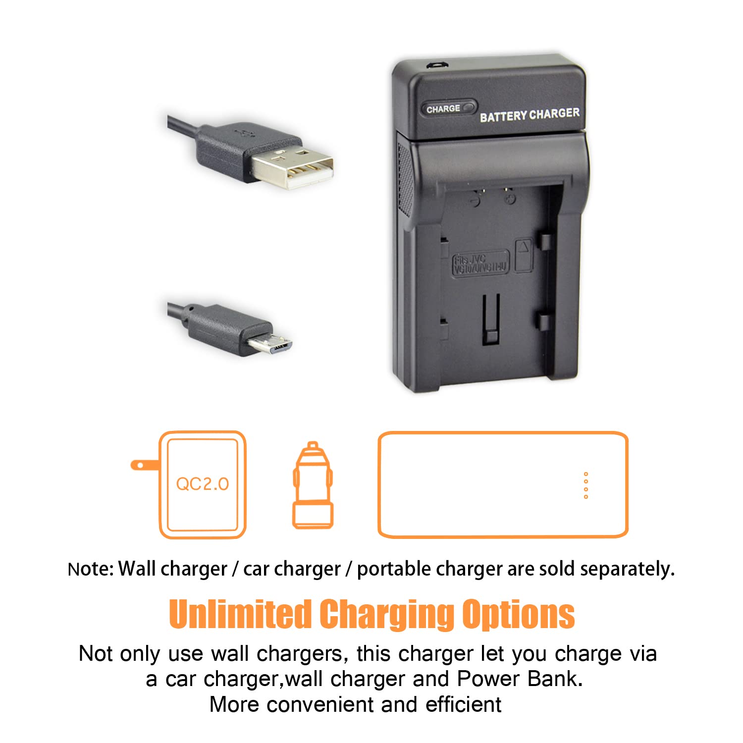 DSTE BN-VG121 Li-ION Batterie (2-Pack) et Chargeur USB Costume pour JVC BN-VG107, BN-VG107U, BN-VG107US, BN-VG114, BN-VG114U, BN-VG114US, BN-VG121, BN-VG121U, BN-VG121US
