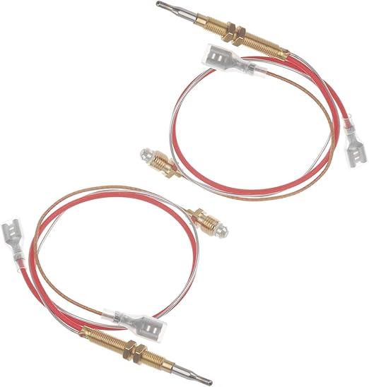 Outdoor Patio Heater Thermocouple Sensor, with M8 x 1 End Connection Nuts, M6 x 0.75 Thermocouple Head Thread and 2 Screw Nuts, 16.2" Length Wire and 0.25'' Flat Terminal