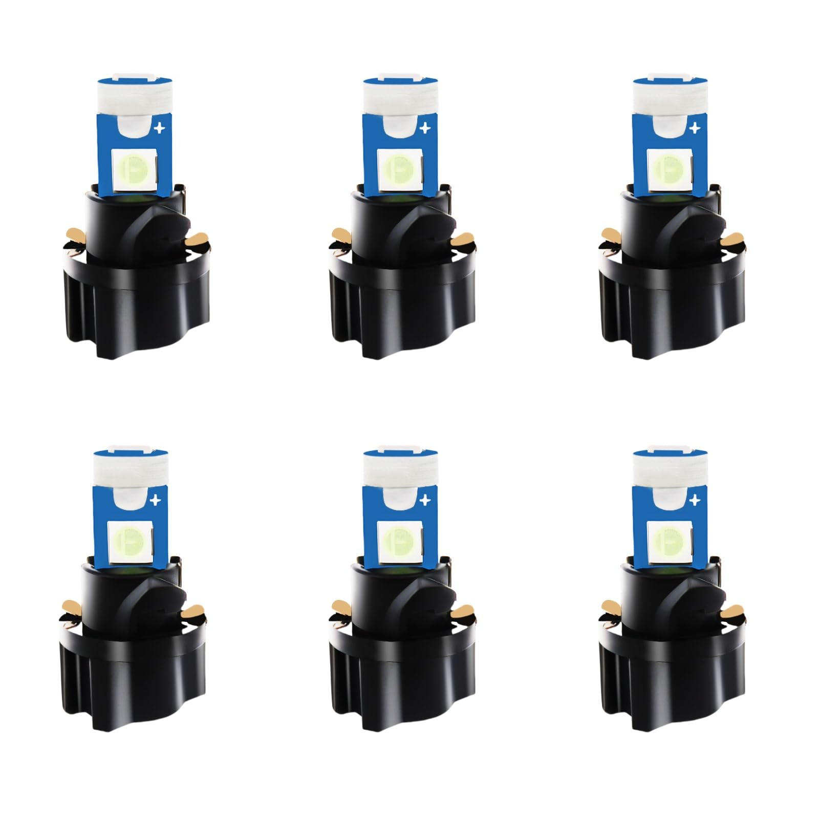 WLJH 6-pak Twist Socket 3030-3SMD LED żarówka lampa do wnętrz kopuła mapa instrumentu panel rozdzielczy klaster światła kierunkowskazu, lodowy niebieski