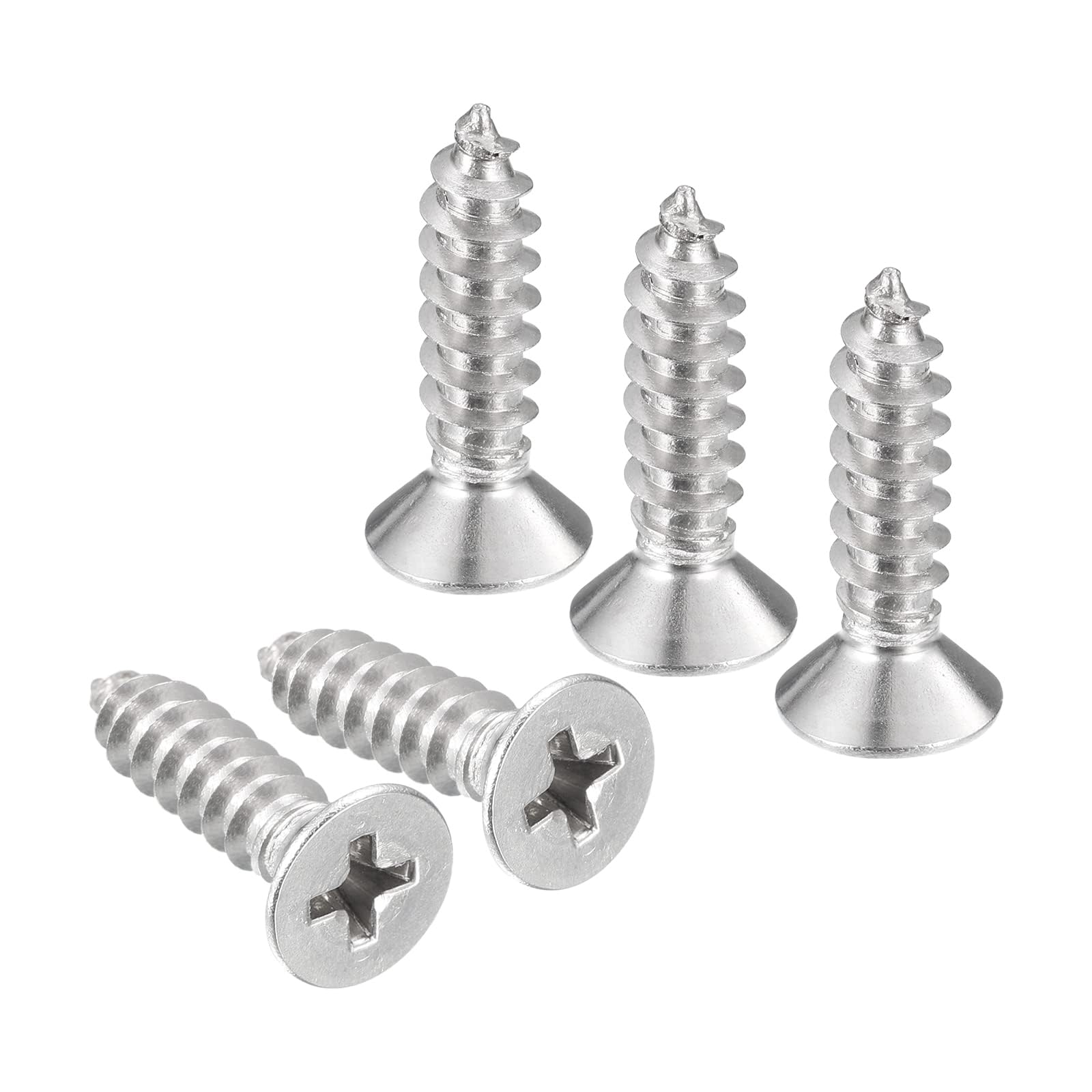 TA-VIGOR 25Pcs Self Tapping Screws, #10x3/4" Phillips Flat Head Screw, Countersunk Cross Head Tapping Screws