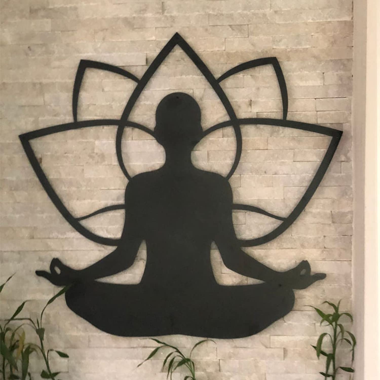 Xedatric Lotus Wandskulptur Aus Metall – Zweiteilig, Mattschwarz, Yoga-Dekor Für Zuhause