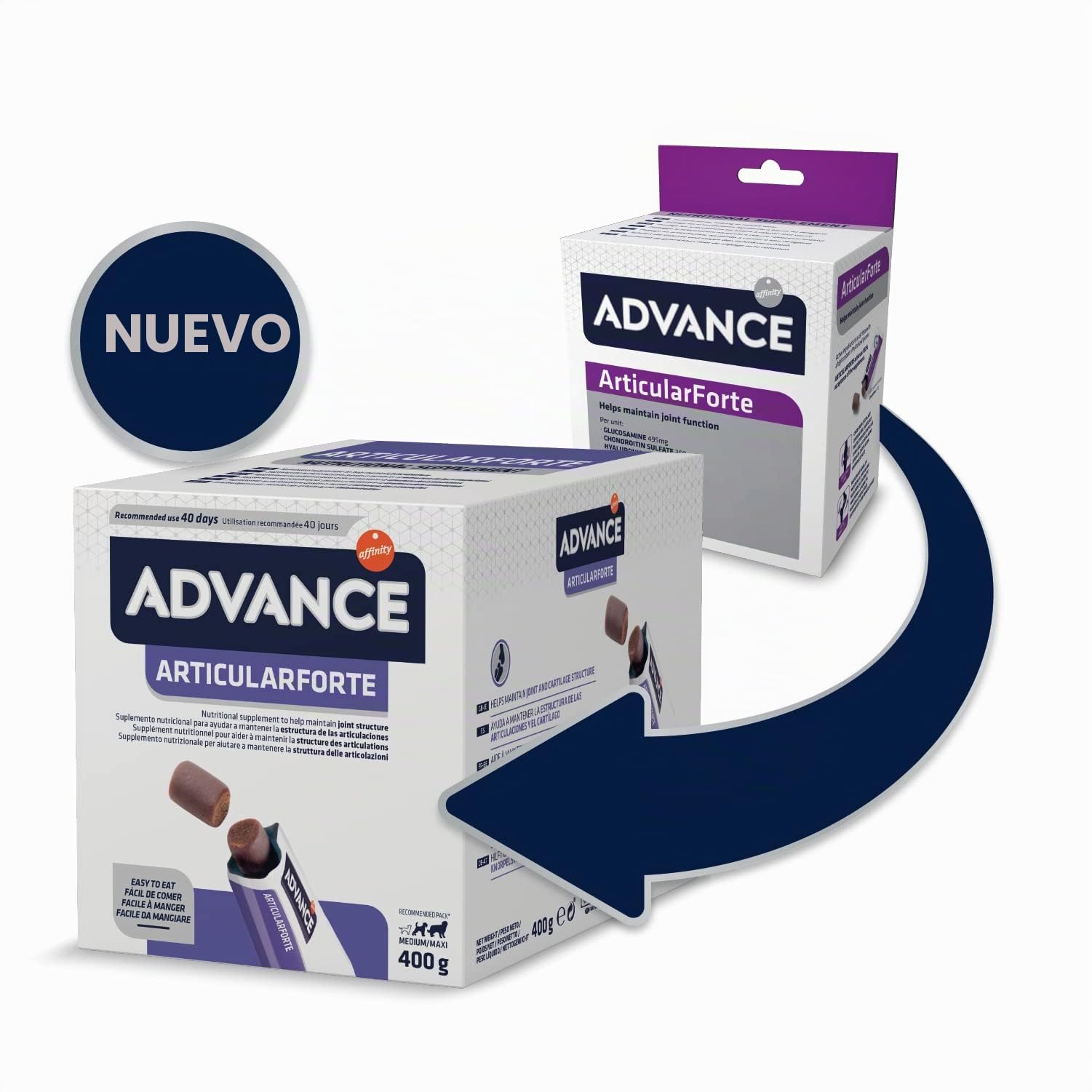 ADVANCE Suplemento Nutricional para Perros Articularforte, Caja de 80 Partículas de 5 gr