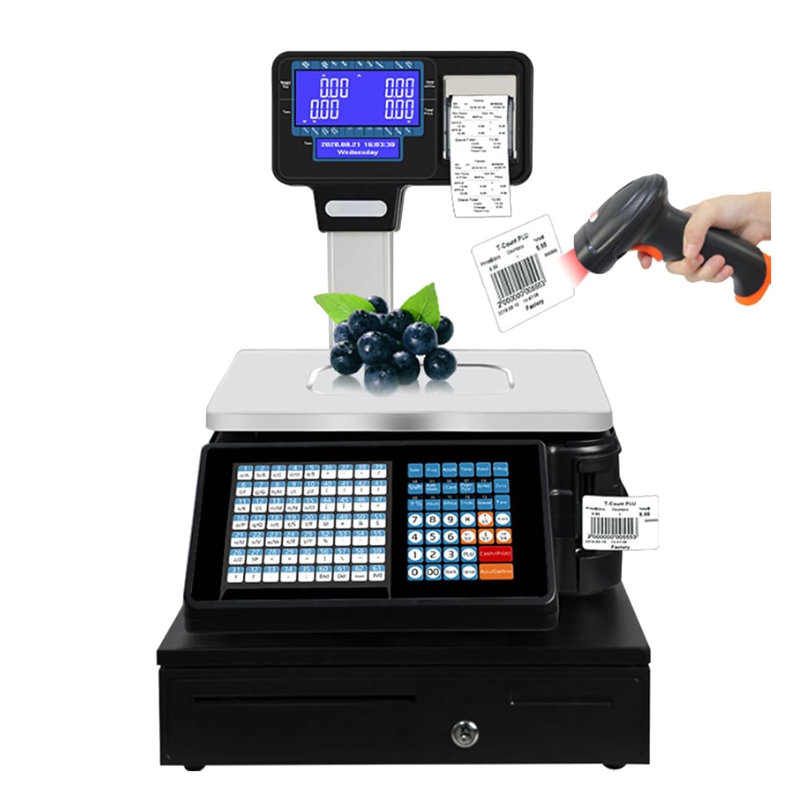 JKJZSALJ Commercial Label Printing Scale,Lcd Double-Sided Display Price Scale,Commercial Scale For Supermarket Weighing,Weighing 30Kg/66Lb,D