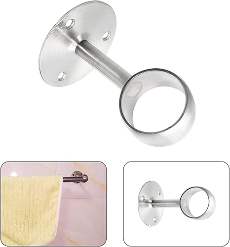 Miniatura 6 de Soporte de barra de cortina de montaje en techo, paquete de 2 unidades, soportes de brida de acero inoxidable de 2 pulgadas, soportes de brida de