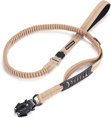 Correa de perro resistente con dos asas acolchadas para control de tráfico para entrenamiento de pasear perros, elástico reflectante de 4 a 6 pies