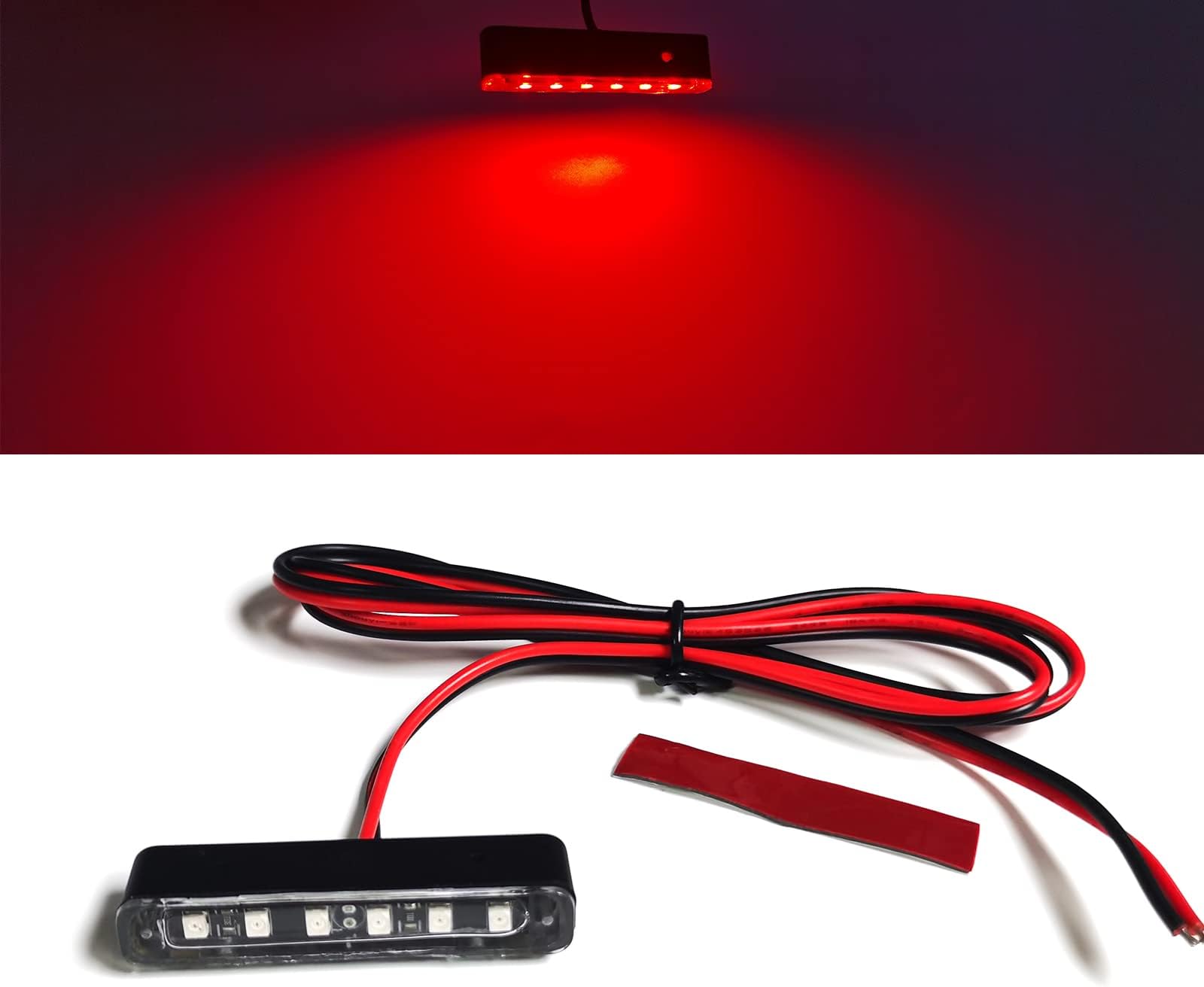 Waterproof Plate Light with 6 Red LED, License Plate Light Backup Light Tail Brake Light for Motorcycle Bike ATV Car RV SUV