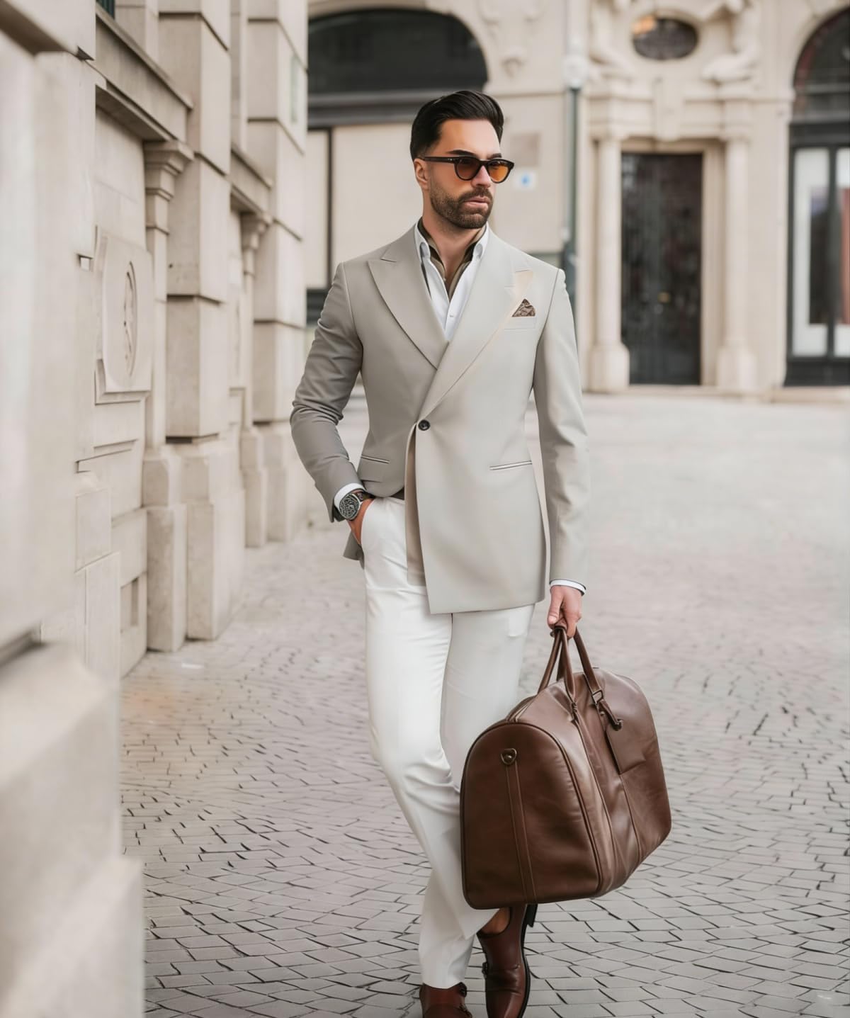 Men's 2 Piece Slim Fit Suit Mens Tuxedo Suit Set with One Button Wedding Suits for Men Prom Dinner Party